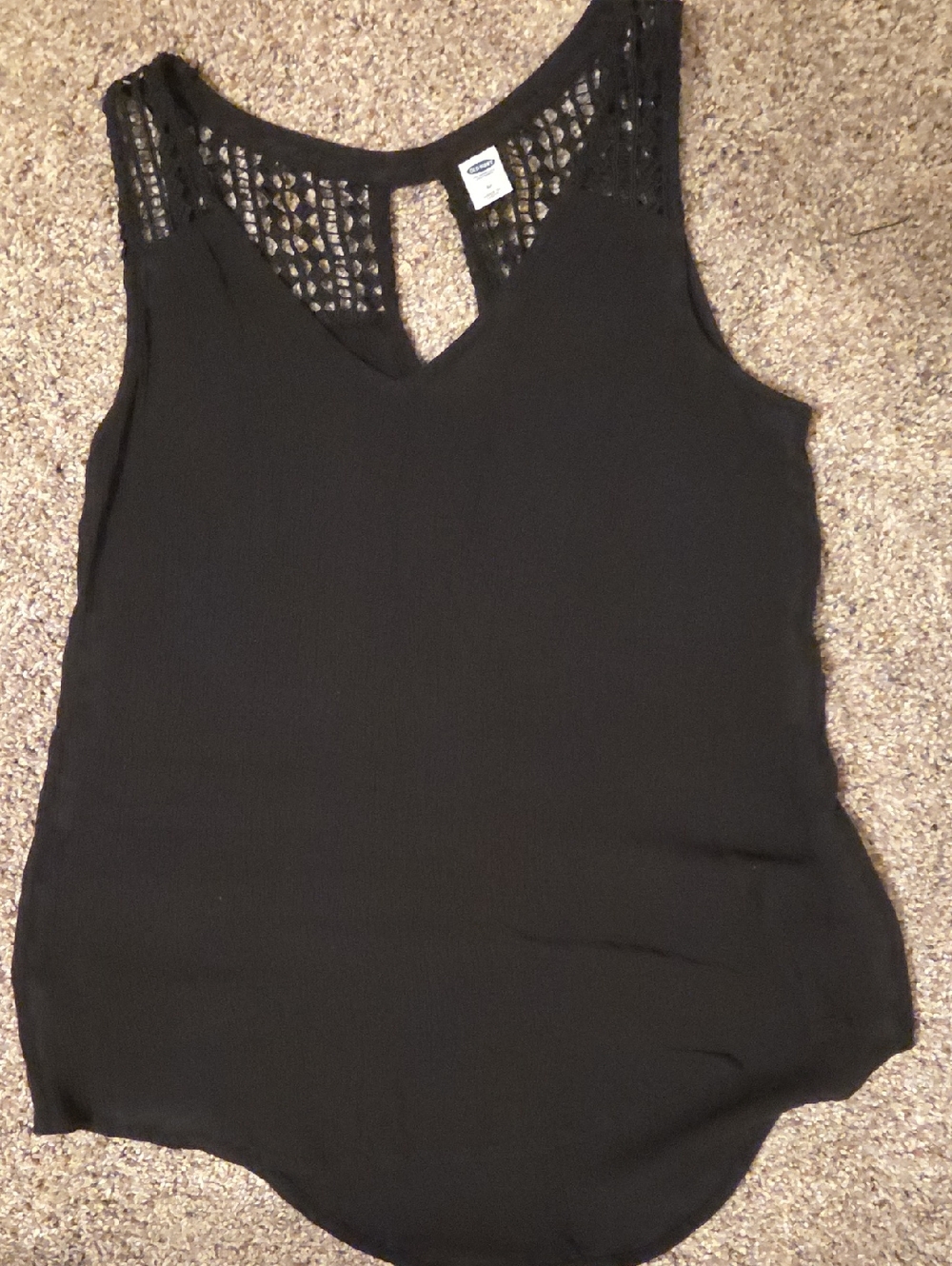 Old Navy Black Crochet Yoke Sleeveless Tank Top